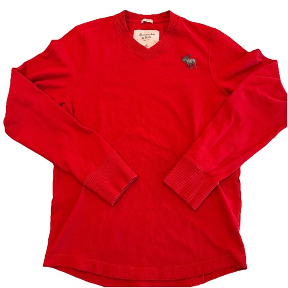 Abercrombie & Fitch Other - Abercrombie Fitch Mens V Neck Long Sleeve Sweatshirt Pink Moose Muscle Size M